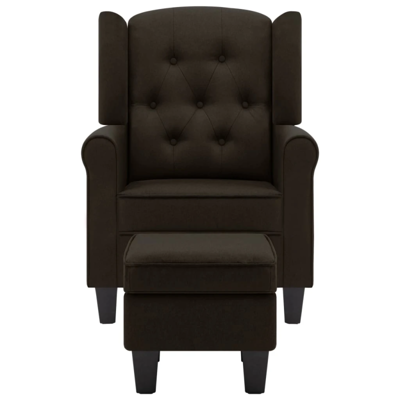 vidaXL atpūtas krēsls ar kāju soliņu, tumši brūns audums