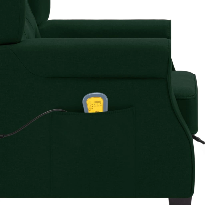 vidaXL masāžas krēsls ar kāju soliņu, tumši zaļš audums