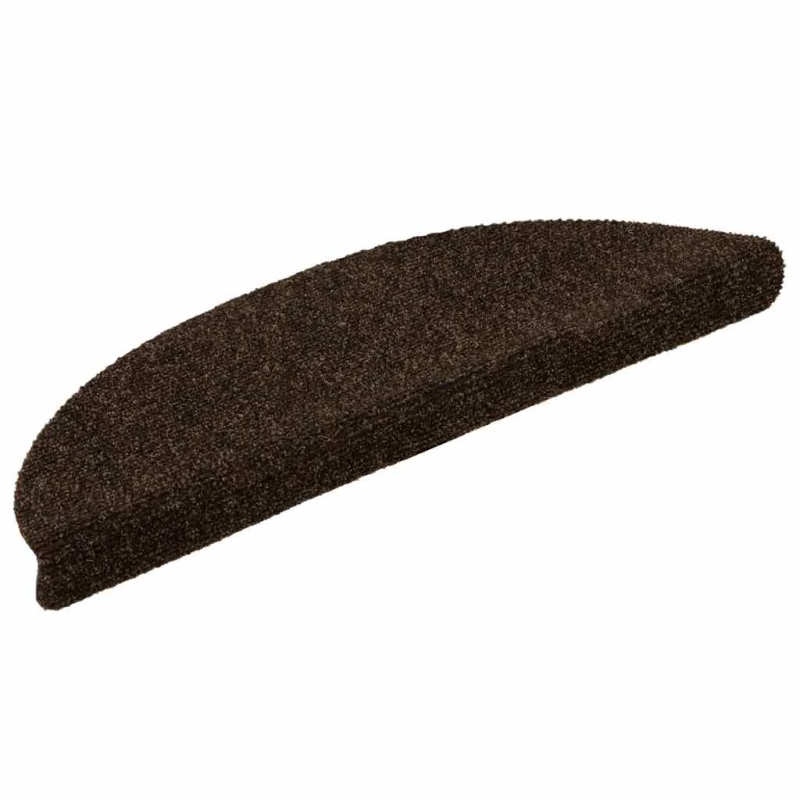 vidaXL kāpņu paklājiņi, pašlīmējoši, 15 gab., 56x17x3 cm, brūni, pusapaļi