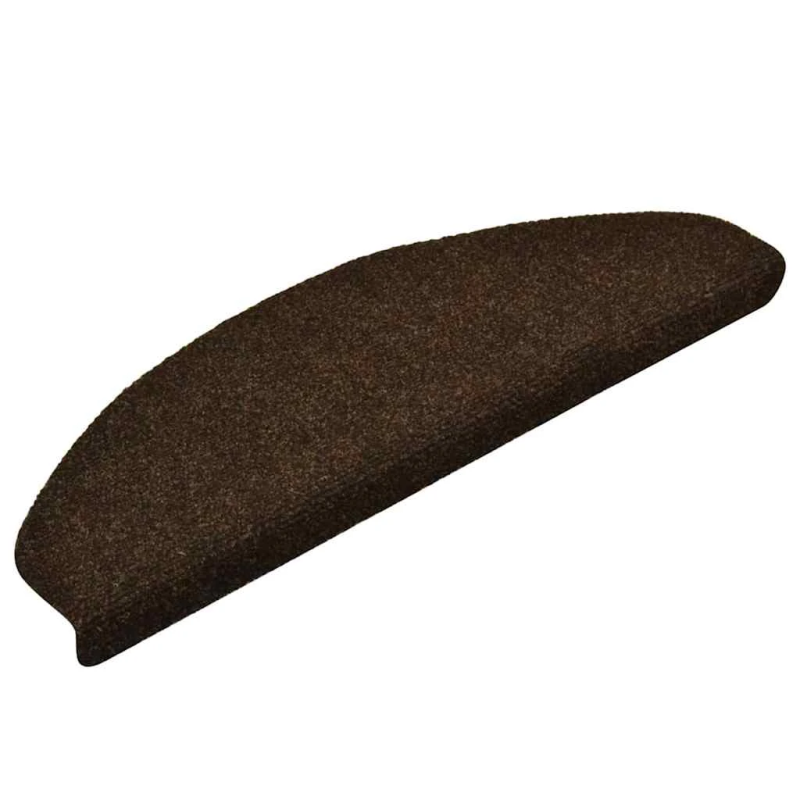 vidaXL kāpņu paklājiņi, pašlīmējoši, 15 gab., 65x21x4 cm, brūni, pusapaļi, lieli