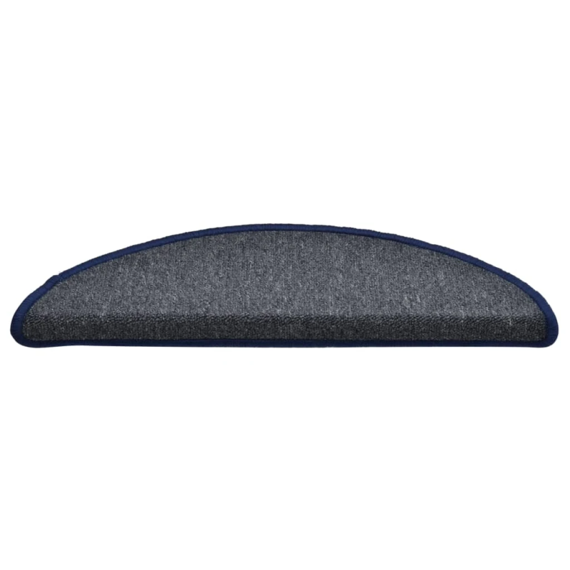 vidaXL kāpņu paklājiņi, 15 gab., 56x17x3 cm, tumši pelēki un zili, pusapaļi