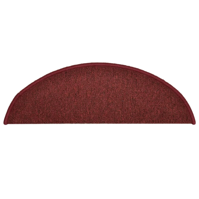 vidaXL kāpņu paklājiņi, 15 gab., 56x17x3 cm, bordo krāsas, pusapaļi