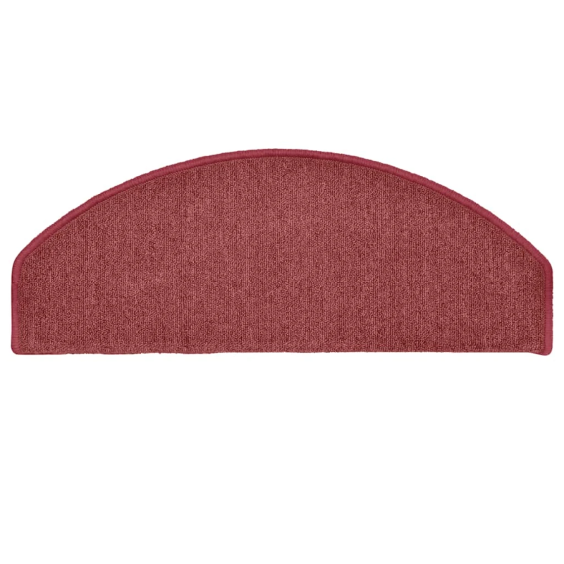 vidaXL kāpņu paklājiņi, 15 gab., 65x24x4 cm, bordo krāsas, pusapaļi, lieli