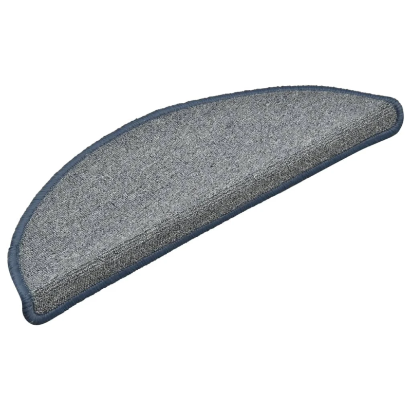 vidaXL kāpņu paklājiņi, 15 gab., 56x17x3 cm, gaiši pelēki un zili, pusapaļi