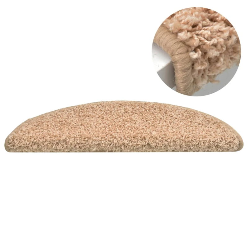 vidaXL kāpņu paklājiņi, 15 gab., 56x17x3 cm, zelta krāsā, pusapaļi