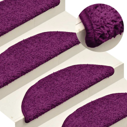 vidaXL kāpņu paklājiņi, 15 gab., 56x17x3 cm, rozā, pusapaļi