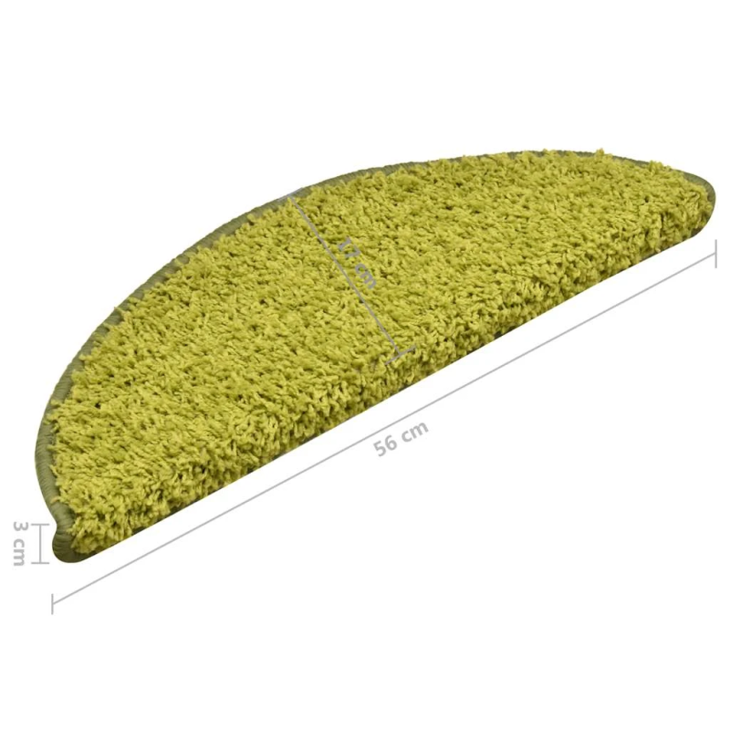 vidaXL kāpņu paklāji, 15 gab., 56x17x3 cm, zaļi