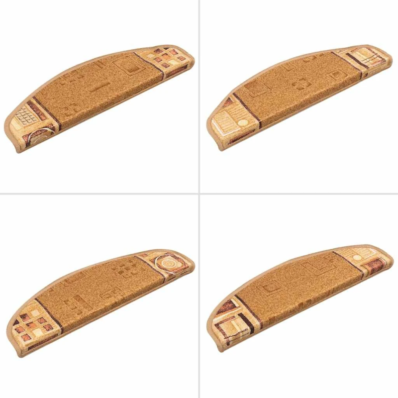 vidaXL kāpņu paklāji, 15 gab., pašlīmējoši, 65x21x4 cm, bēši