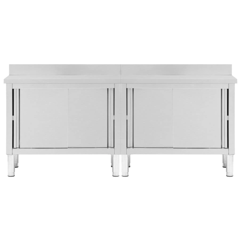 vidaXL darba galdi ar bīdāmām durvīm, 2 gb., 200x50x,95-97,cm, tērauds