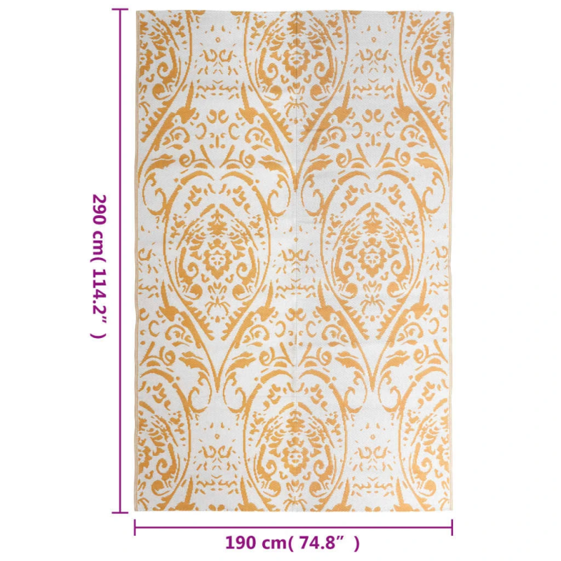 vidaXL āra paklājs, 190x290 cm, ARAKIL oranžs un balts PP