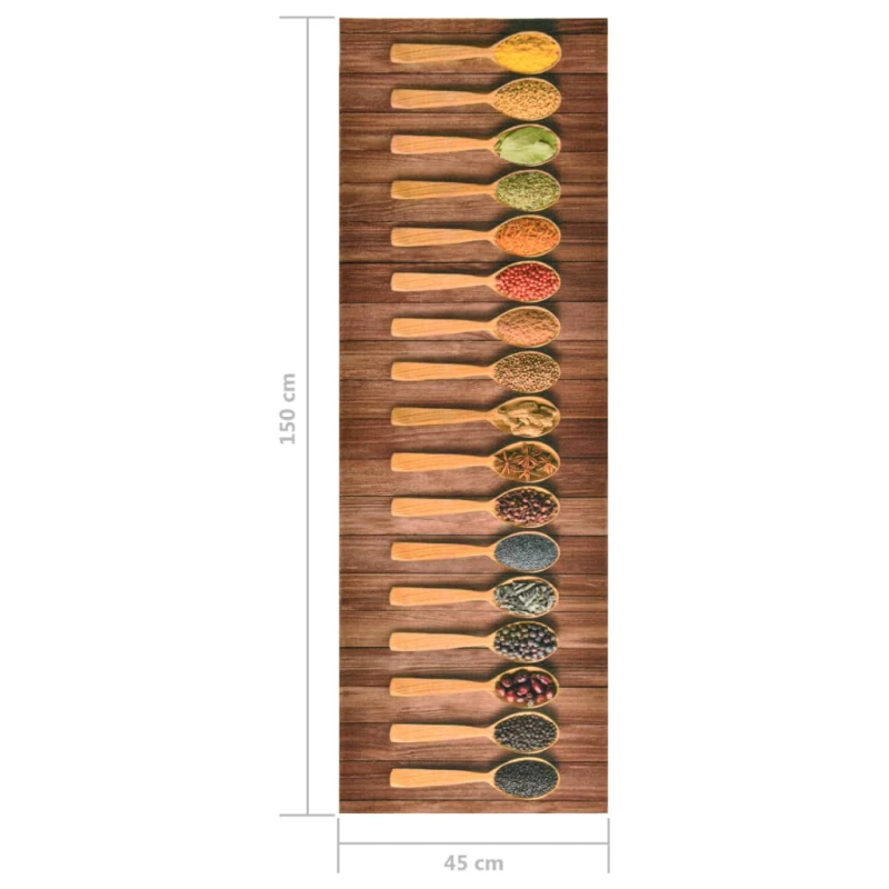 vidaXL virtuves paklājs, mazgājams, apdruka ar karotēm, 45x150 cm