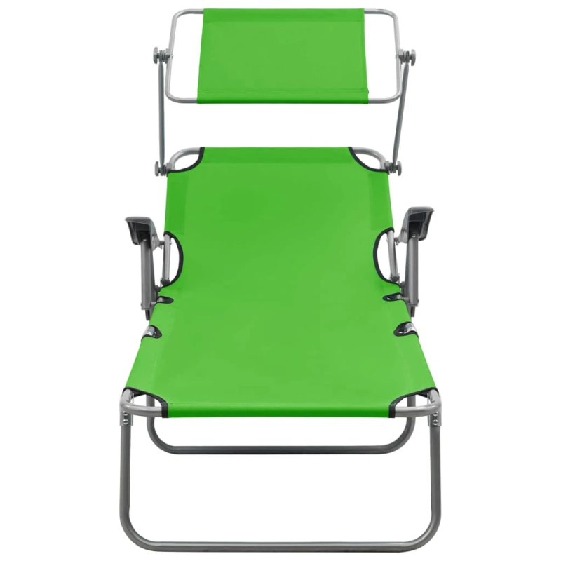 vidaXL sauļošanās zvilnis ar jumtiņu, tērauds, zaļš