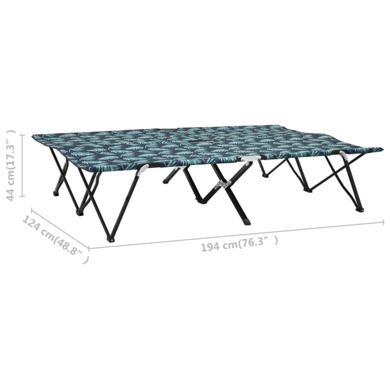 vidaXL saliekams sauļošanās zvilnis, divvietīgs, tērauds, lapu apdruka