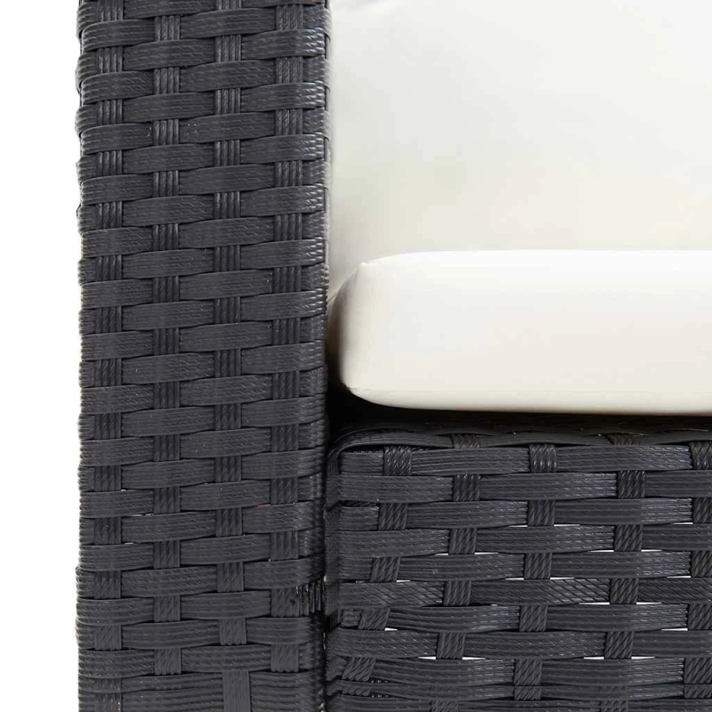vidaXL divvietīgs dārza dīvāns ar matračiem, melna PE rotangpalma