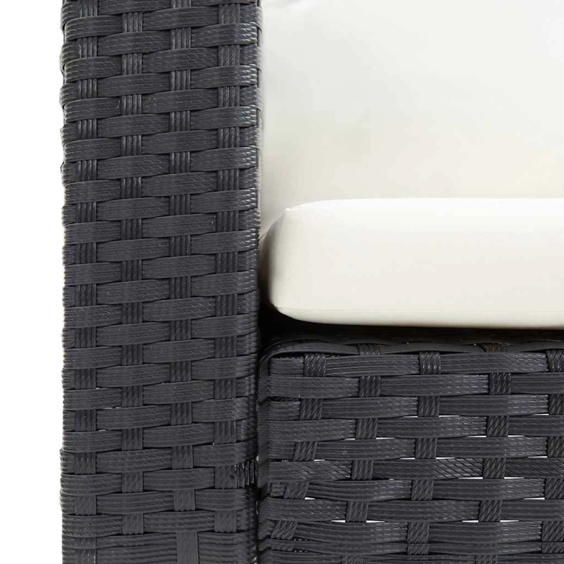 vidaXL dārza dīvāns ar matračiem, vienvietīgs, melns PE pinums