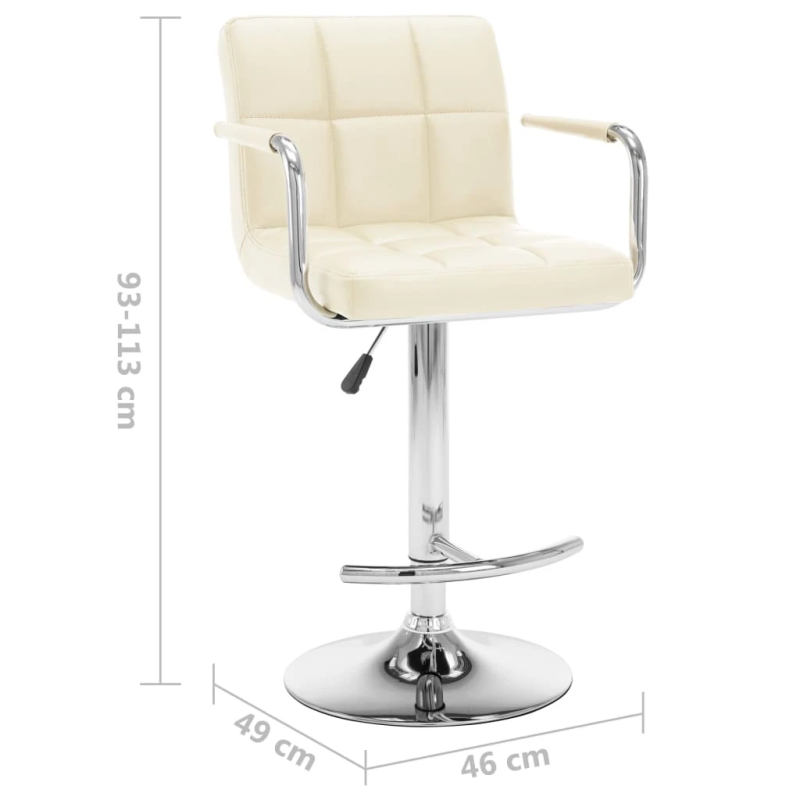 vidaXL bāra krēsli, 2 gab., krēmkrāsas mākslīgā āda