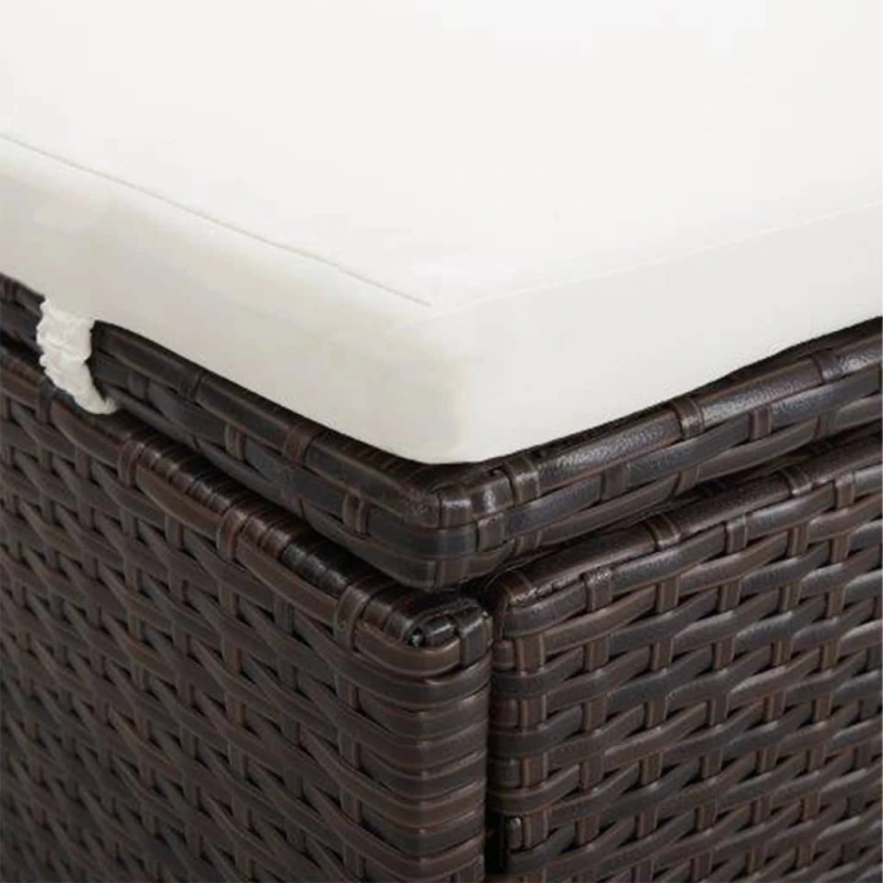 vidaXL sauļošanās gulta ar matraci, brūna, PE pinums, divvietīga