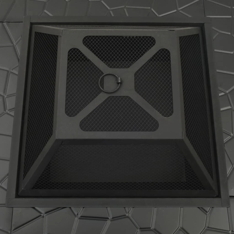 vidaXL dārza ugunskura vieta ar kruķi, 81x81x47 cm, XXL, tērauds