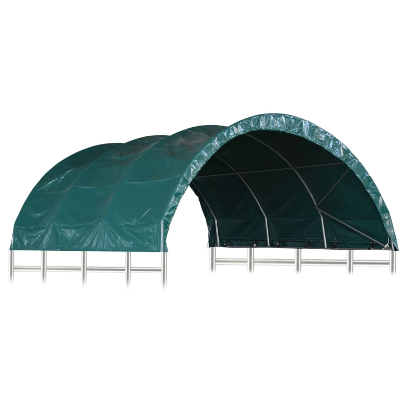 vidaXL mājlopu nojume, PVC, 3,7x3,7 m, zaļa