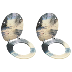 vidaXL tualetes poda sēdekļi ar vāku, 2 gab., MDF, pludmales dizains