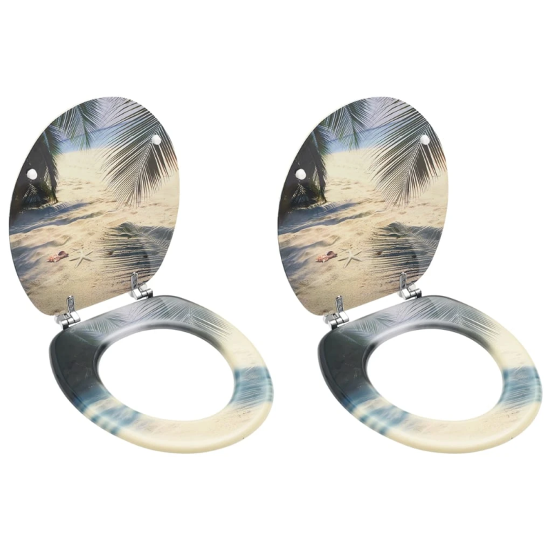 vidaXL tualetes poda sēdekļi ar vāku, 2 gab., MDF, pludmales dizains