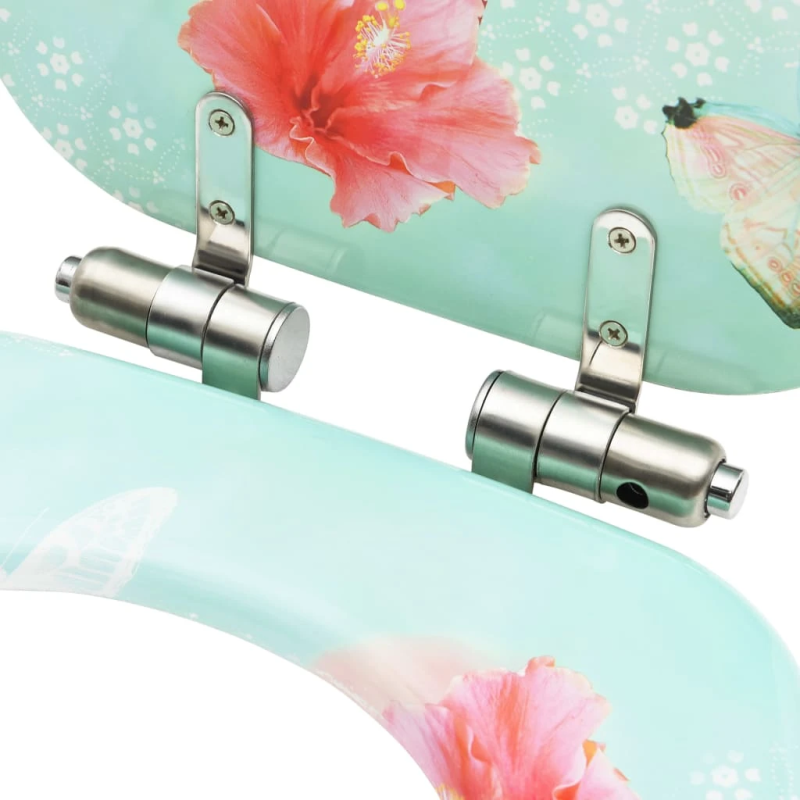 vidaXL tualetes poda sēdekļi ar vāku, 2 gab., MDF, flamingo dizains