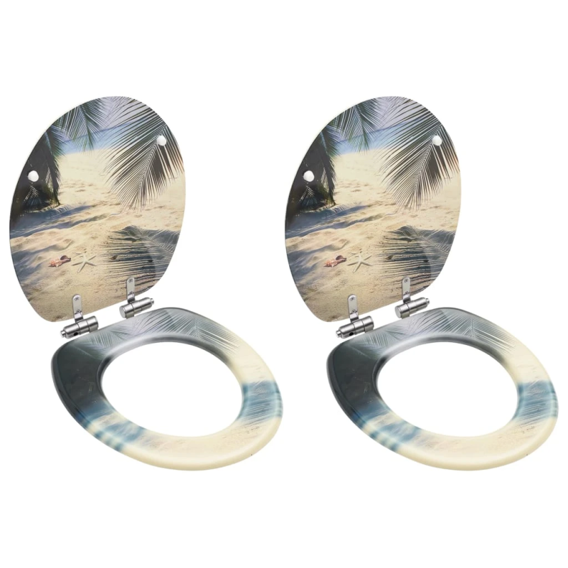 vidaXL tualetes poda sēdekļi ar vāku, 2 gab., MDF, pludmales dizains