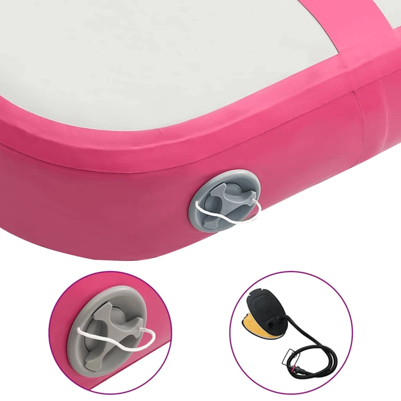 vidaXL piepūšams vingrošanas paklājs ar pumpi, 60x100x10 cm, rozā PVC