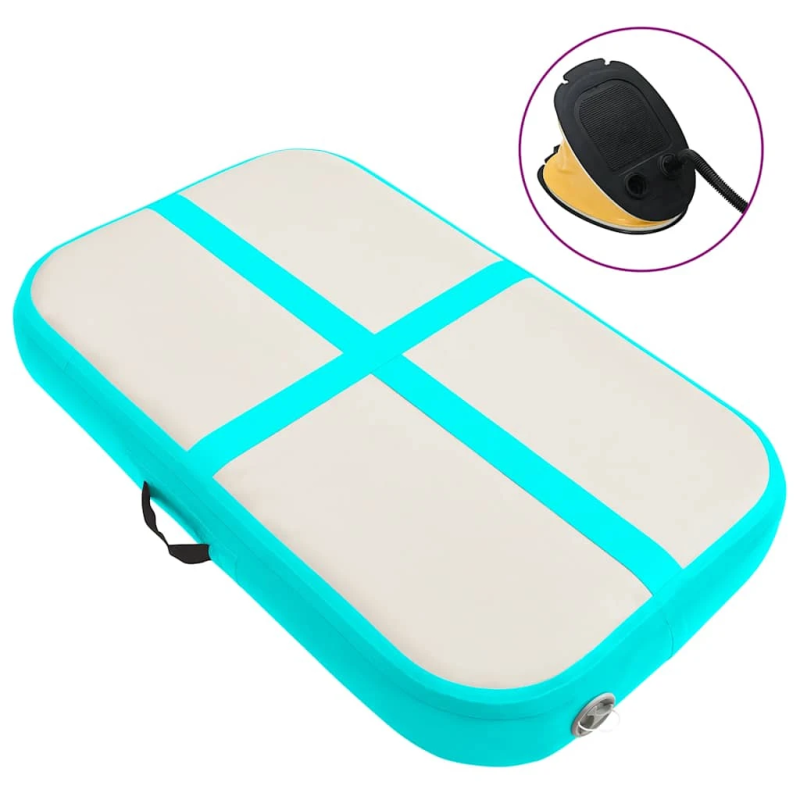 vidaXL piepūšams vingrošanas paklājs ar pumpi, 60x100x20 cm, zaļš PVC