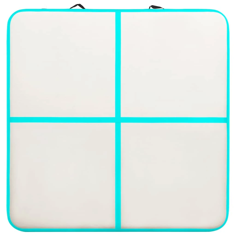 vidaXL piepūšams vingrošanas paklājs ar pumpi, 200x200x10 cm, zaļš PVC