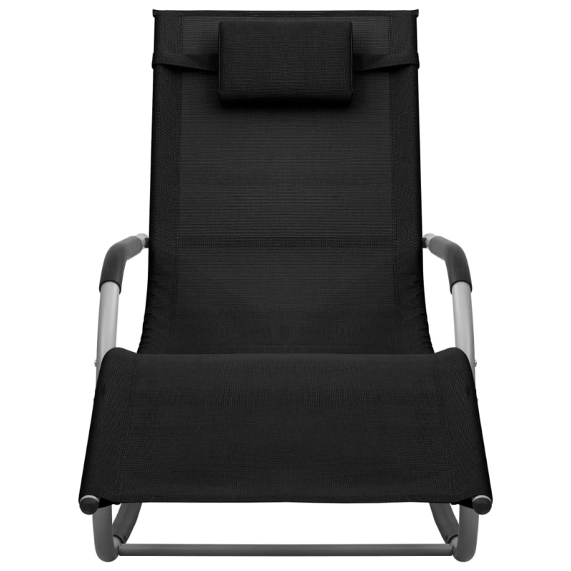 vidaXL sauļošanās zvilnis, tekstilēns, melns un pelēks