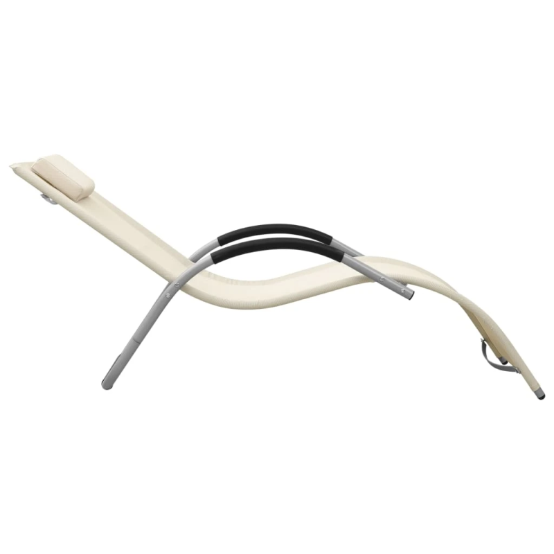 vidaXL sauļošanās krēsli, 2 gab., tekstilēns, krēmkrāsa ar pelēku