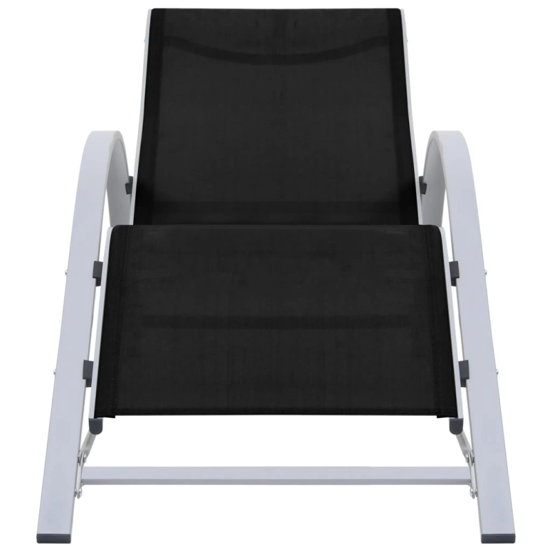 vidaXL sauļošanās zviļņi, 2 gab., ar galdiņu, melni, alumīnijs