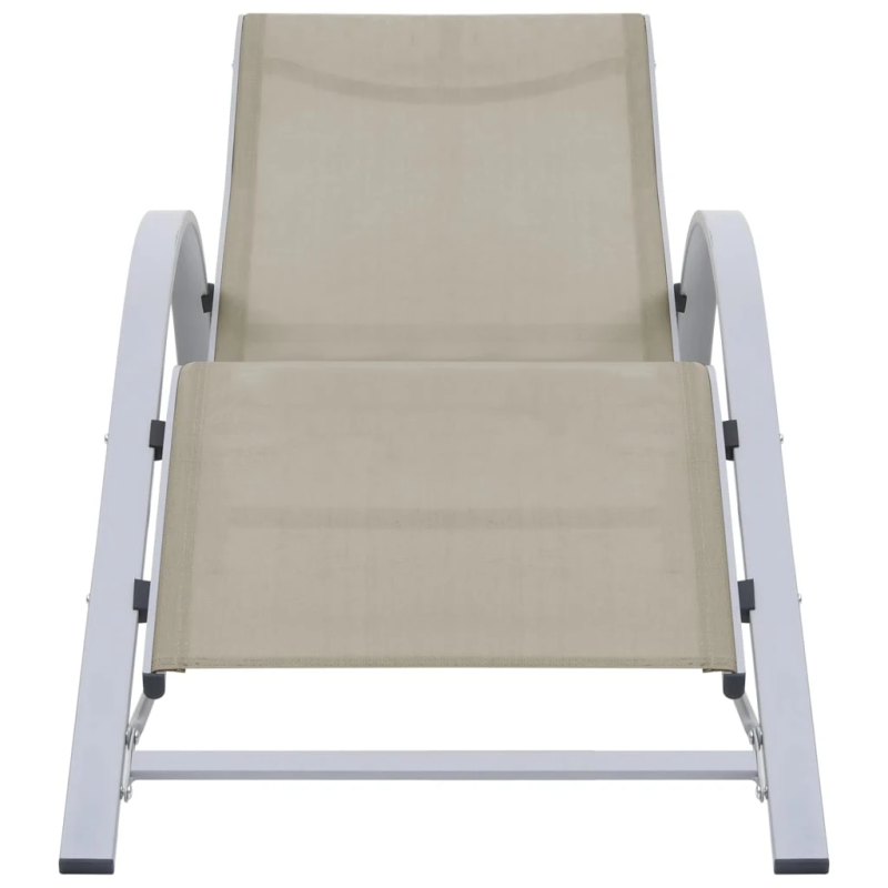 vidaXL sauļošanās zviļņi, 2 gab., ar galdiņu, krēmkrāsas, alumīnijs