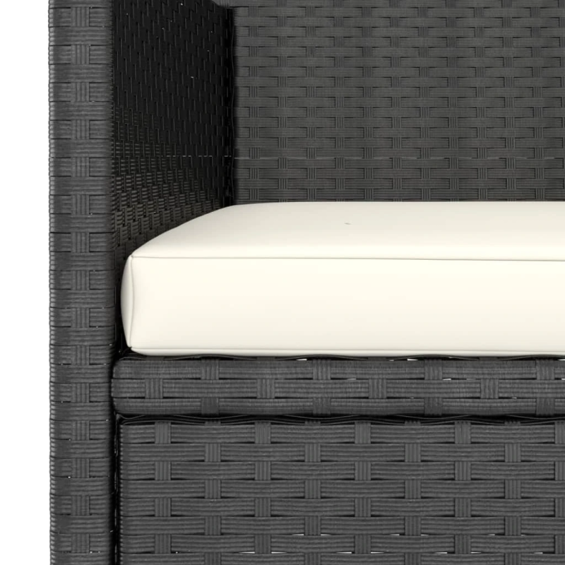 vidaXL 4-daļīgs dārza krēslu un soliņu komplekts, melna PE rotangpalma