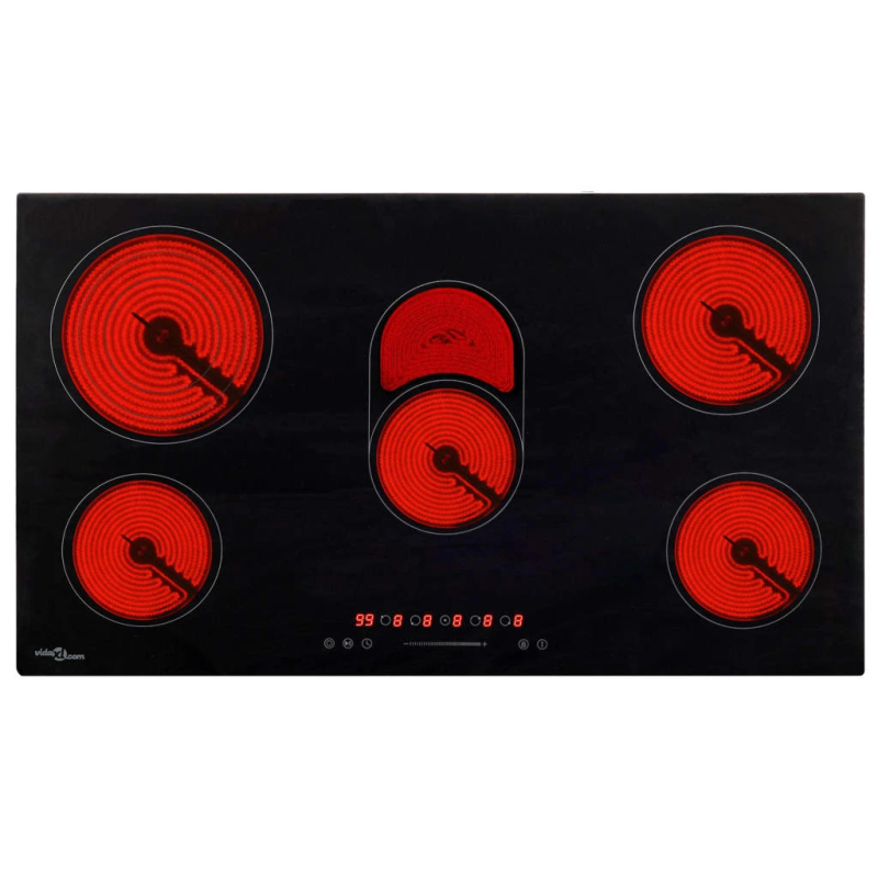 vidaXL keramikas plīts ar 5 riņķiem, skārienjūtīga, 77 cm, 8500 W