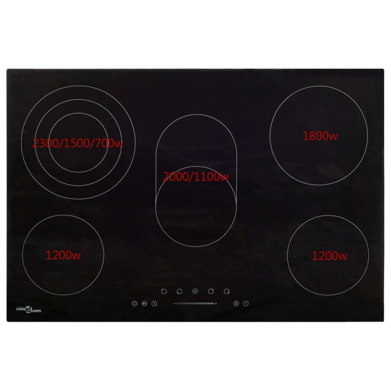 vidaXL keramikas plīts ar 5 riņķiem, skārienjūtīga, 90 cm, 8500 W