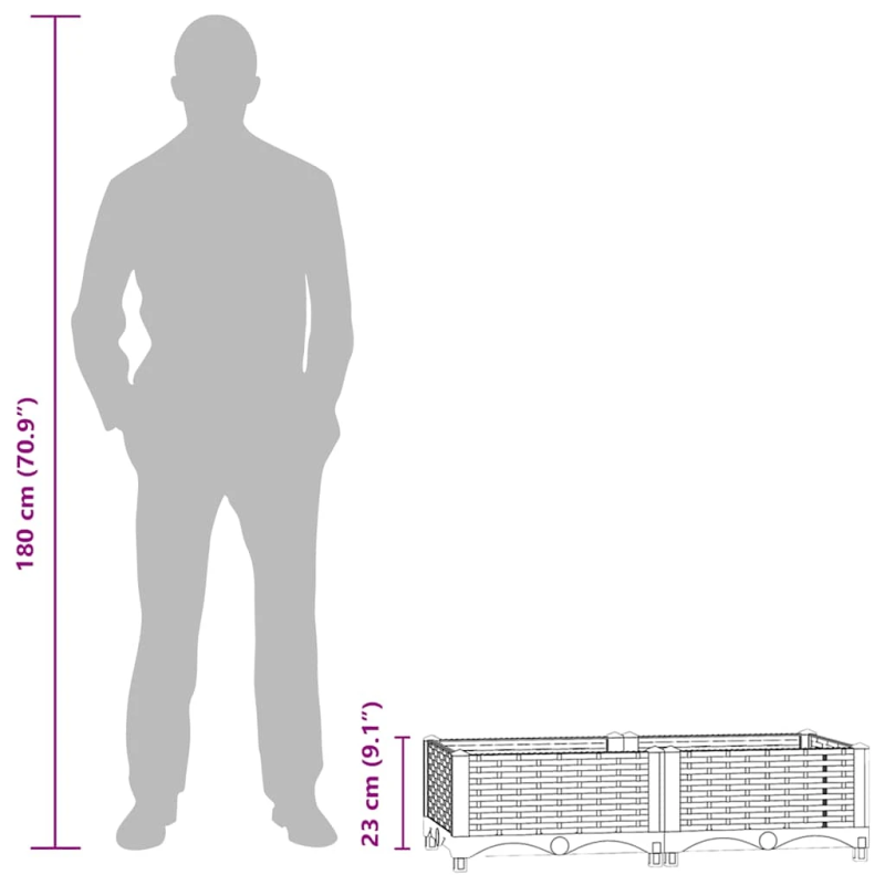 vidaXL puķu kaste, 80x40x23 cm, polipropilēns