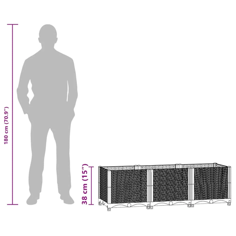 vidaXL puķu kaste, 120x40x38 cm, polipropilēns