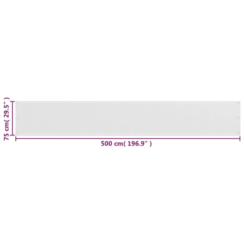 vidaXL balkona aizslietnis, 75x500 cm, balts HDPE
