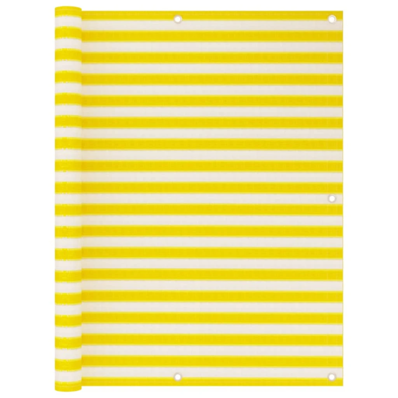 vidaXL balkona aizslietnis, 120x600 cm, dzeltens un balts HDPE