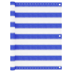 vidaXL balkona aizslietnis, 75x500 cm, zils un balts HDPE
