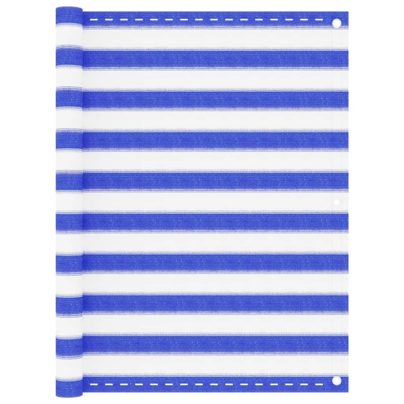 vidaXL balkona aizslietnis, 120x400 cm, zils un balts HDPE