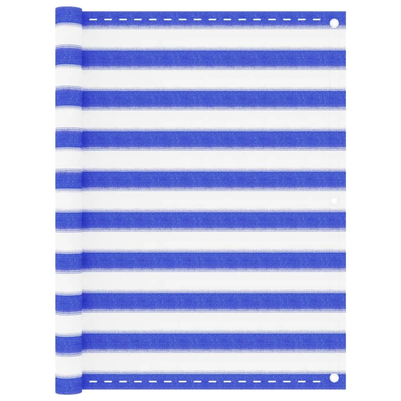 vidaXL balkona aizslietnis, 120x500 cm, zils un balts, HDPE