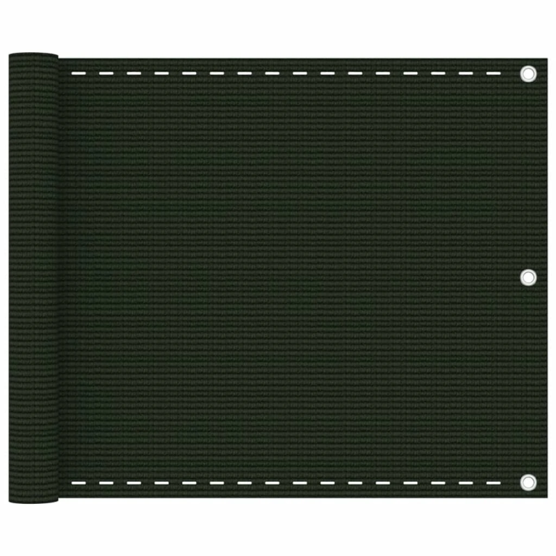 vidaXL balkona aizslietnis, 75x500 cm, tumši zaļš HDPE
