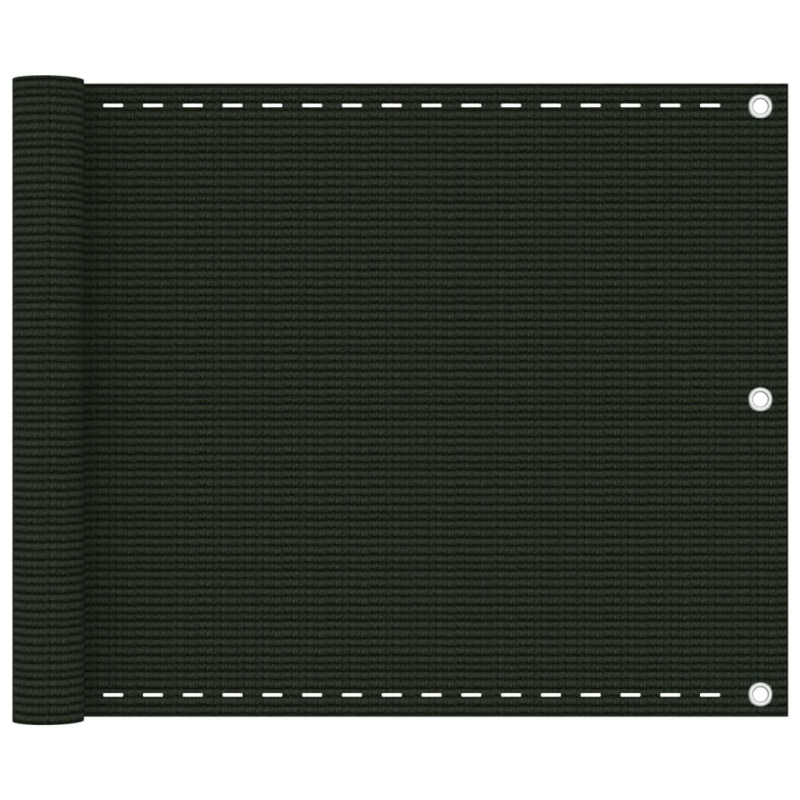 vidaXL balkona aizslietnis, 75x600 cm, tumši zaļš HDPE