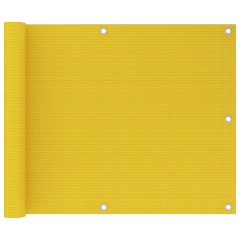 vidaXL balkona aizslietnis, 75x600 cm, dzeltens HDPE