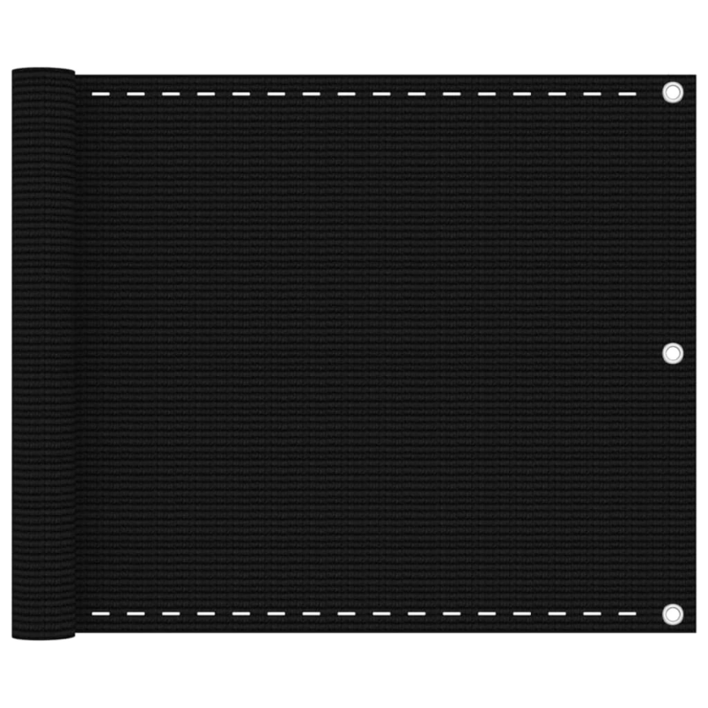 vidaXL balkona aizslietnis, 75x500 cm, melns HDPE
