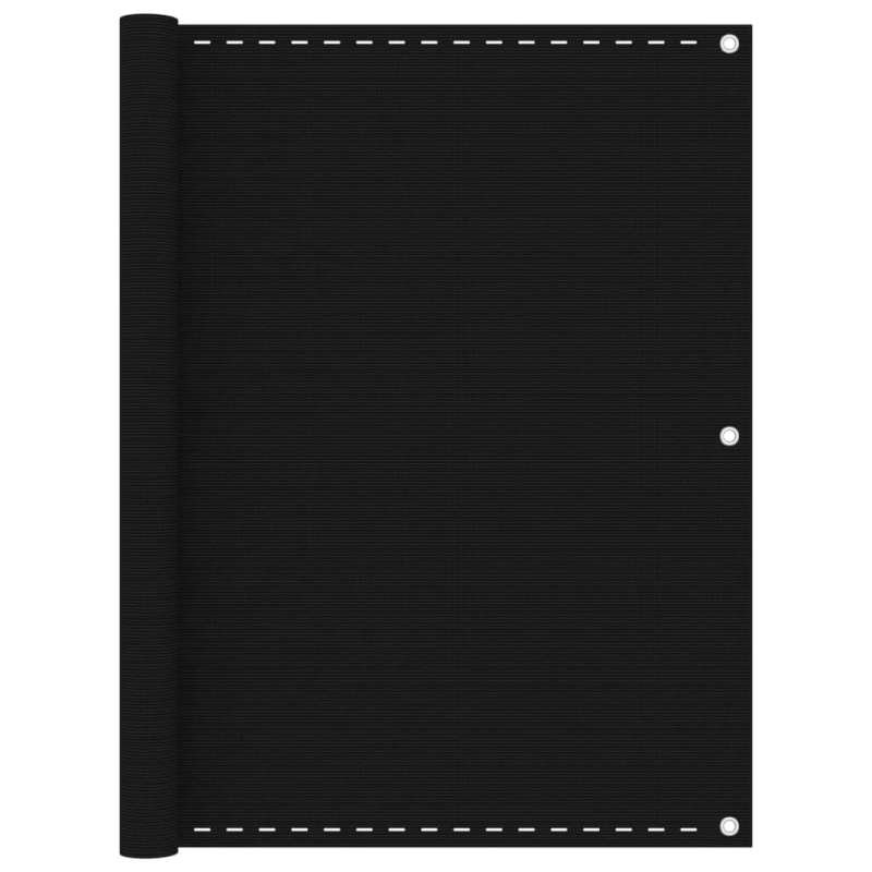 vidaXL balkona aizslietnis, 120x500 cm, melns HDPE