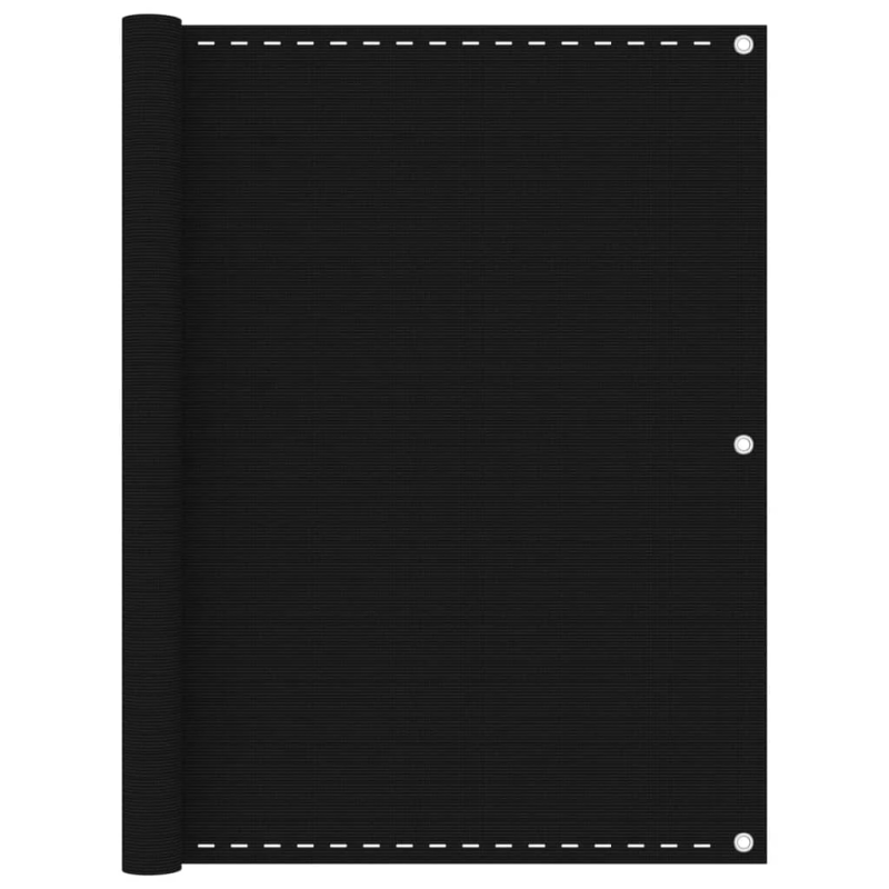 vidaXL balkona aizslietnis, 120x600 cm, melns HDPE